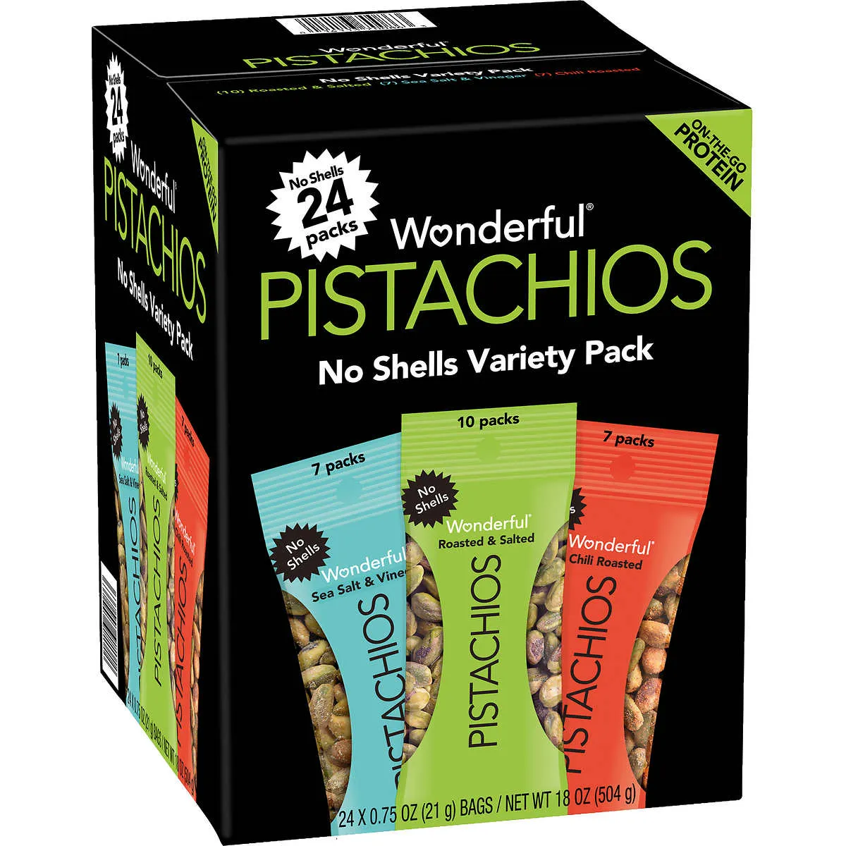 Wonderful Pistachios, No Shell, Variety Pack, 0.75 oz, 24 ct